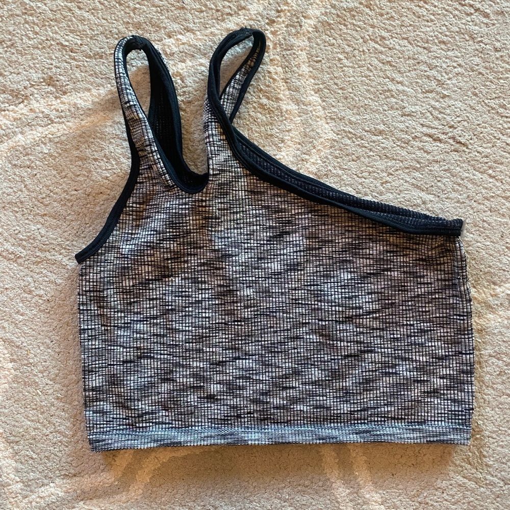 Aerie Black & White One Shoulder Tank Top Large